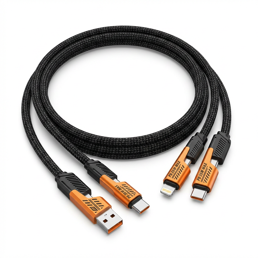 Cable 4 en 1 Multi-Conector USB Lightning Tipo-C Micro