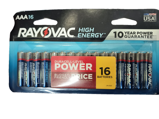 Pilas Rayovac AAA High Energy x16 - Potencia y Durabilidad
