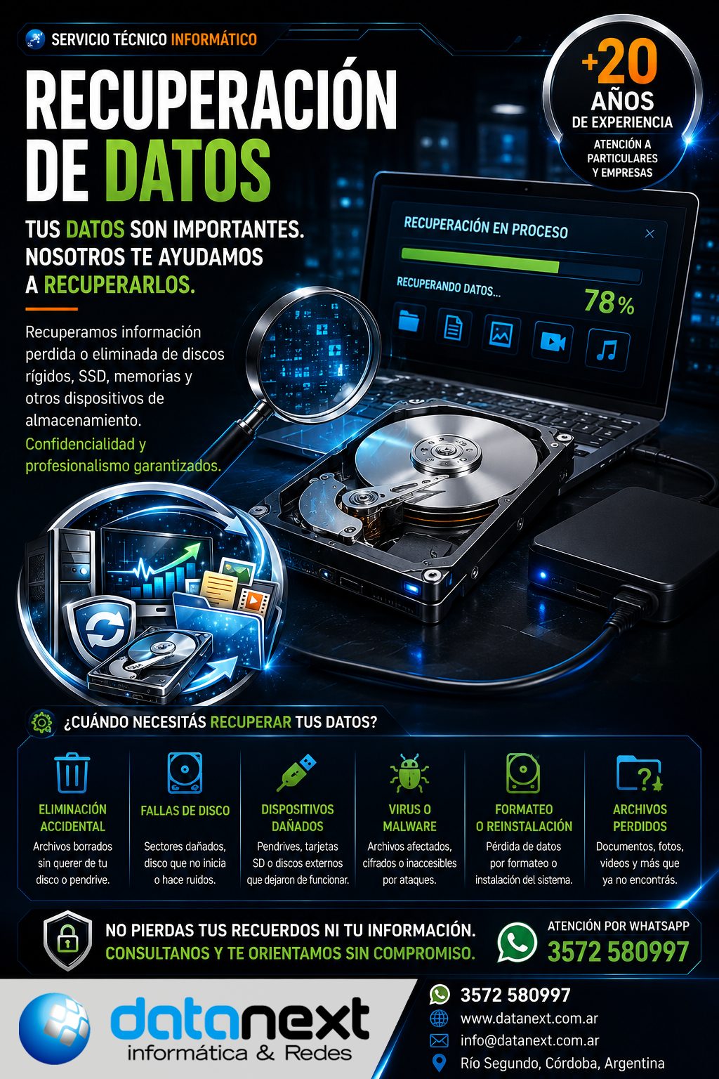 Datanext — Recuperación de datos en Río Segundo