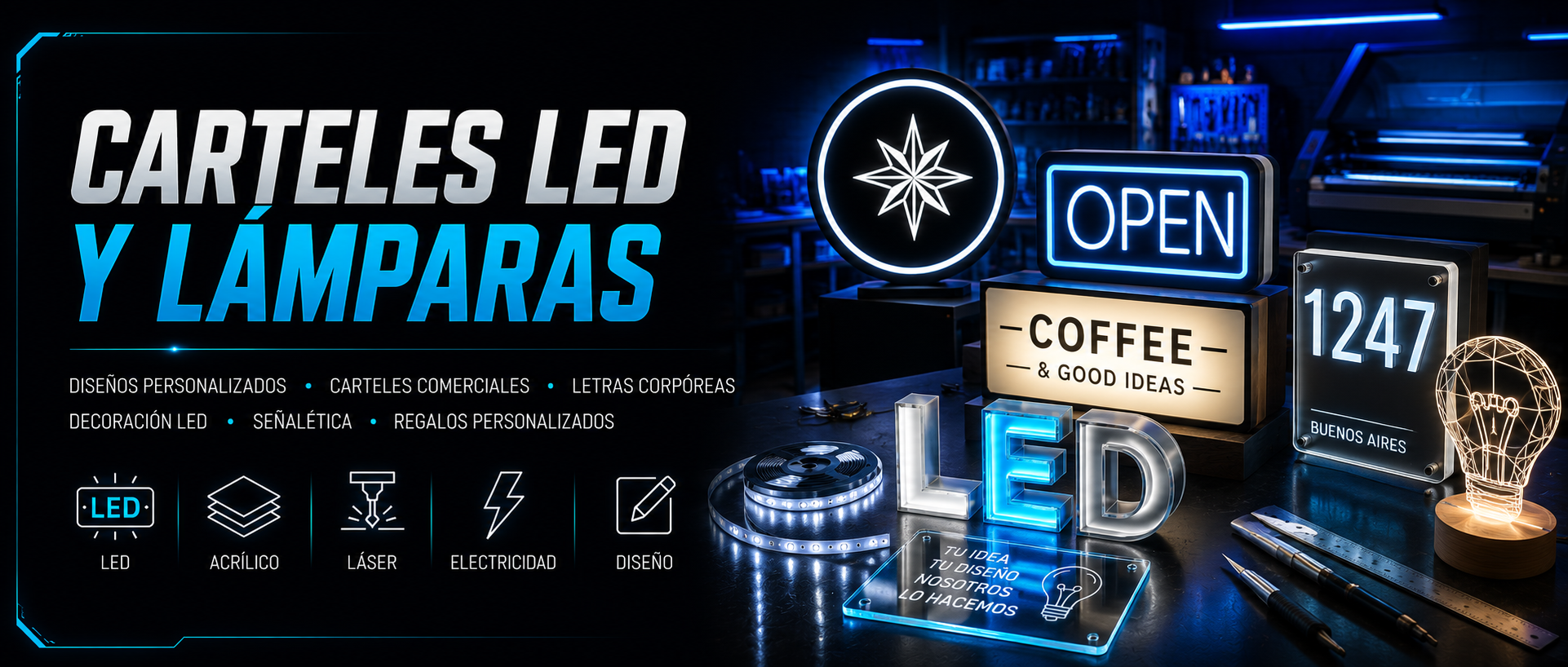 Carteles LED y Lámparas