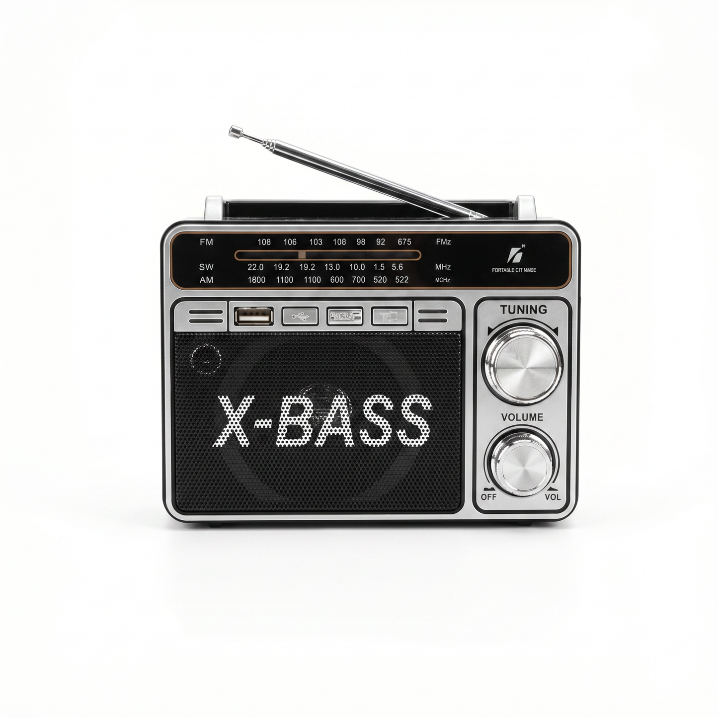 Radio Portátil KBroad X-Bass — AM/FM Bluetooth Recargable
