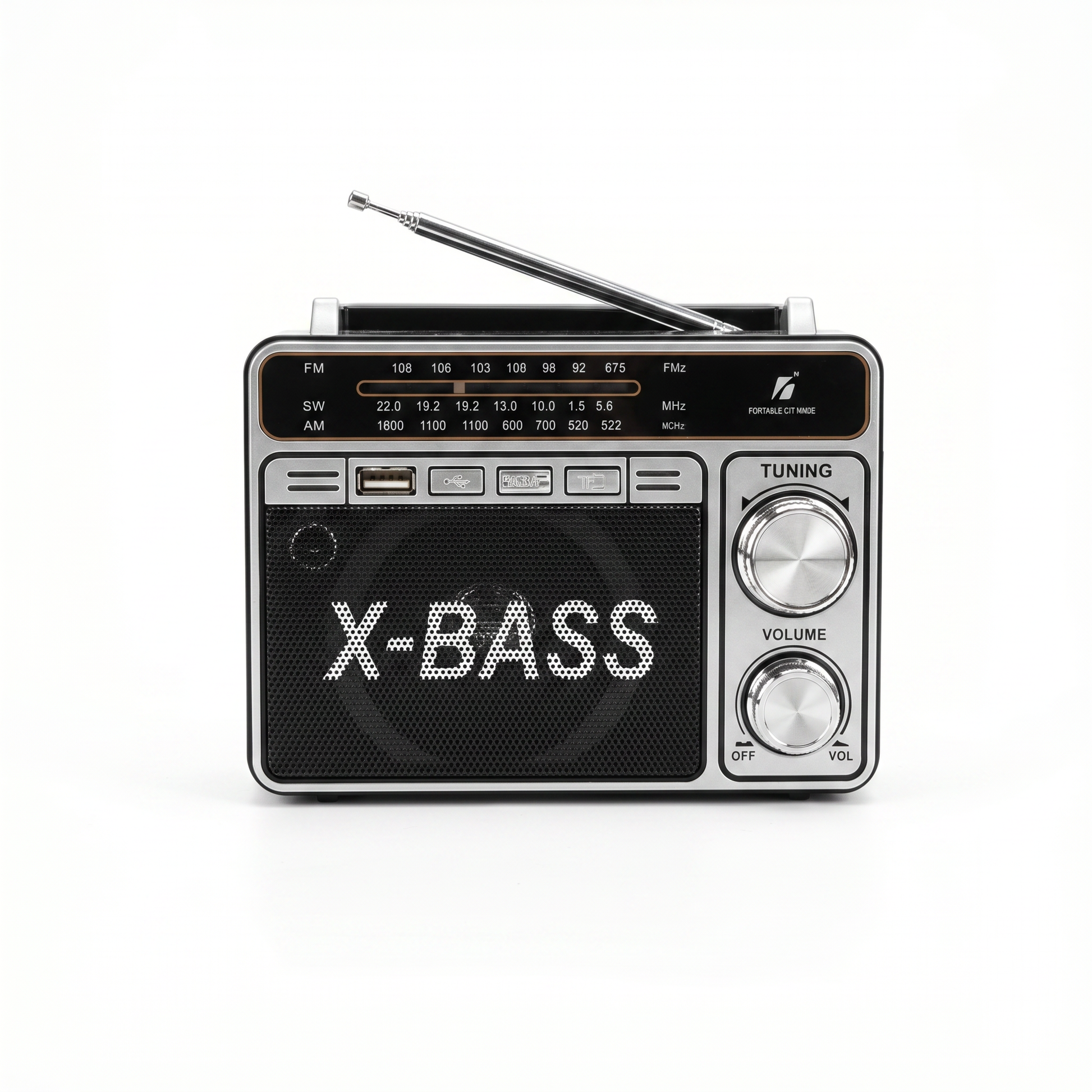 Radio Portátil KBroad X-Bass — AM/FM Bluetooth Recargable