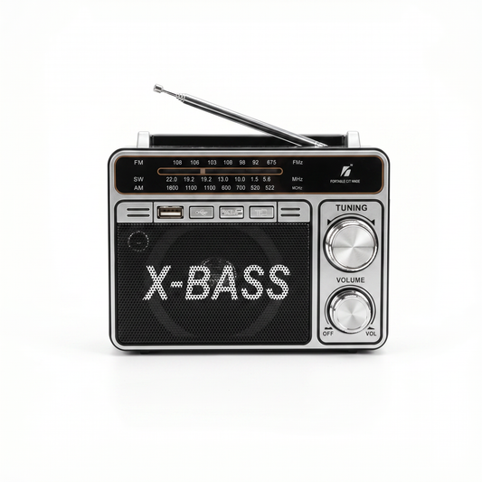Radio Portátil KBroad X-Bass — AM/FM Bluetooth Recargable
