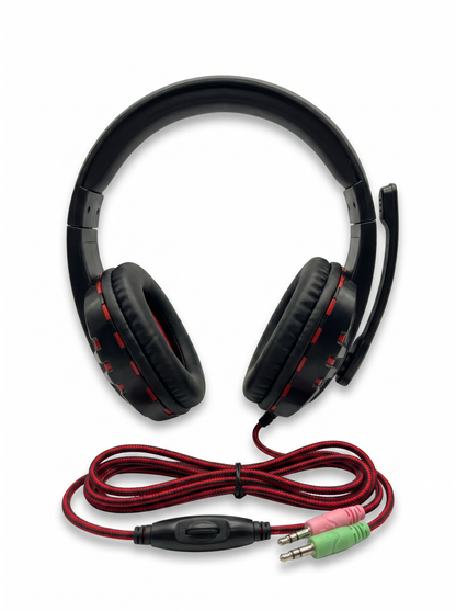 Headset Gaming con Micrófono Negro y Rojo para PC PS4 Xbox