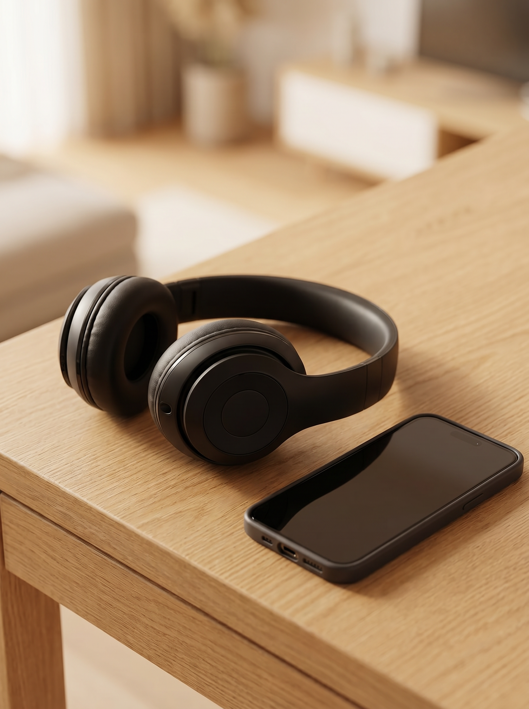 Auriculares Stereo Earphones HD Negro Over-Ear con Vincha
