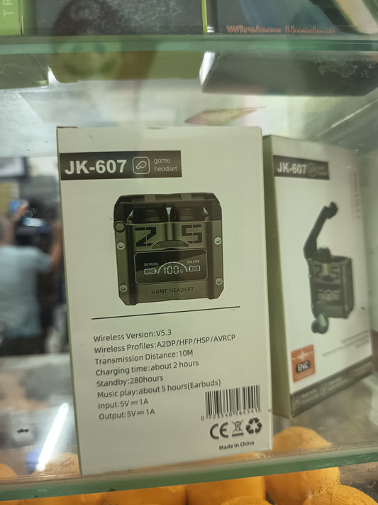 Auriculares Gaming JK-607 TWS Bluetooth 5.3 con Estuche de Carga