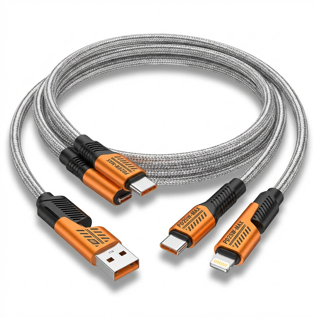 Cable 4 en 1 Multi-Conector USB Lightning Tipo-C Micro