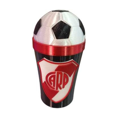 Vaso 3D River Plate con Tapa de Pelota — 0.5 o 1 Litro