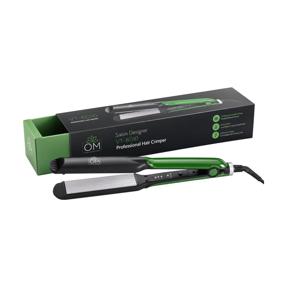Plancha de Pelo Profesional OM VT-8010 - Alisado y Rizado