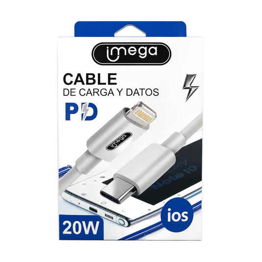 Imega Cable USB-C a Lightning PD 20W para iPhone y iPad