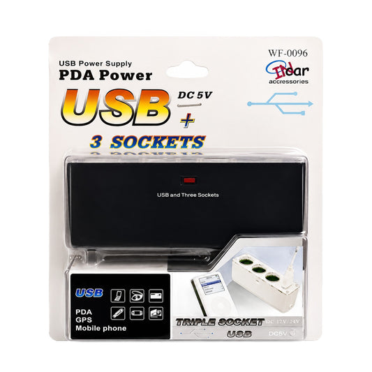 Adaptador Divisor de Corriente para Auto 12V/24V con Puertos USB