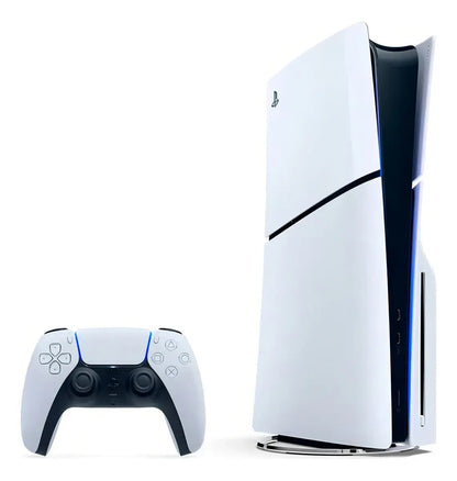 PS5 Slim con lectora de discos, vista lateral (foto ilustrativa)
