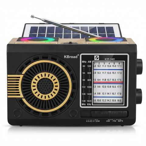 Radio Solar KTF-1481 AM/FM — Carga Solar y USB, Ideal para Emergencias