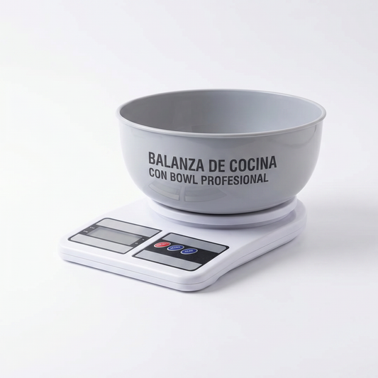 Balanza de Cocina Digital TME con Bowl 5kg — Función Tara, Display LCD