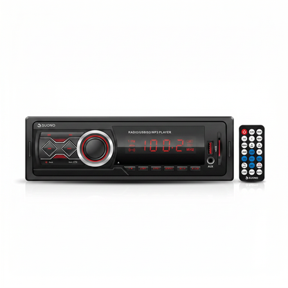 Autoestéreo SUONO 1-DIN Bluetooth USB — Pantalla Digital y Control Remoto