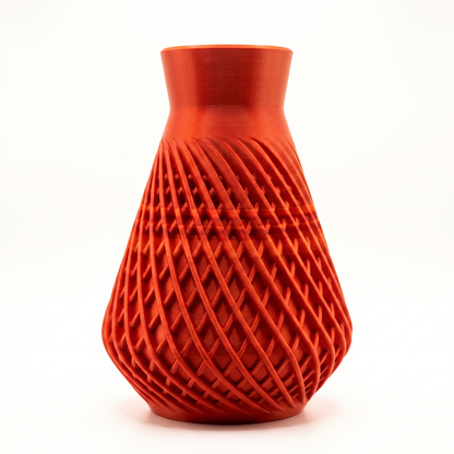 Vasija Espiral Roja Impresa en 3D — Florero Decorativo PLA Personalizable