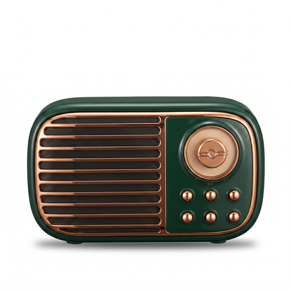Parlante Retro Verde Oscuro Art Deco — Bluetooth Vintage con Estilo