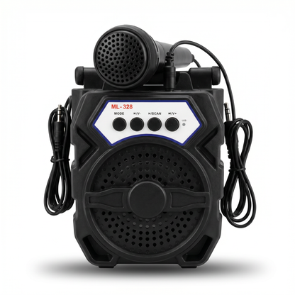 Parlante Bluetooth ML-328 Negro Texturado — Portátil, Resistente y Potente