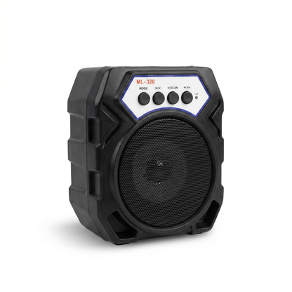 Parlante Bluetooth ML-328 Negro Texturado — Portátil, Resistente y Potente