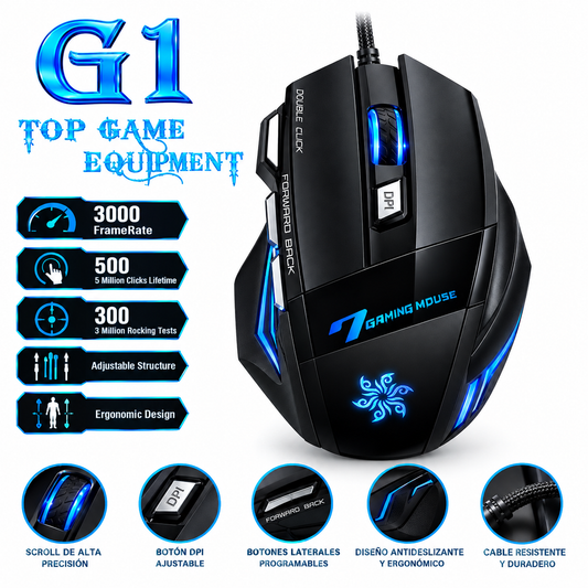 Mouse Gamer G1 RGB 7 Botones — foto 2