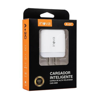 Cargador Inova 100W CAR-4000 con 1 USB-A y 2 USB-C