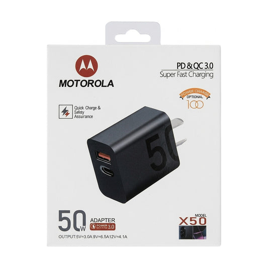 Cargador Rápido 50W USB-C PD y USB-A Quick Charge 3.0