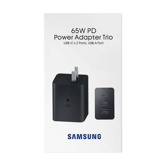 Cargador Samsung 65W Trio con 2 USB-C y 1 USB-A
