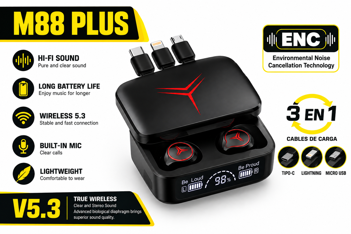 Auriculares M88 Plus True Wireless Earbuds con Estuche de Carga — foto 1