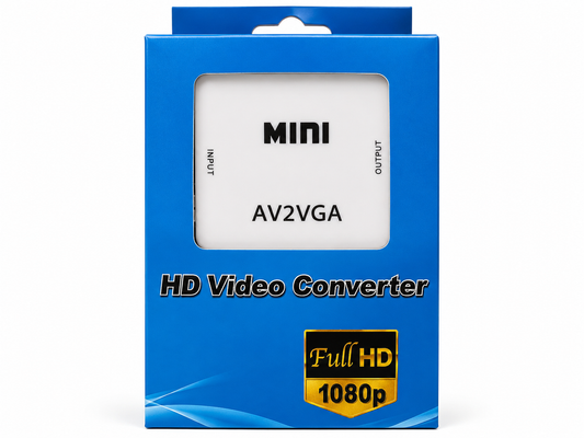 Conversor AV RCA a VGA Full HD 1080p Mini