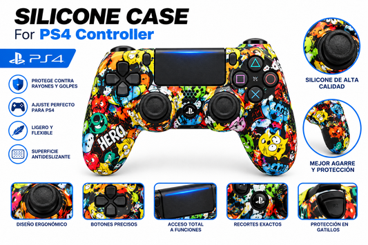 Funda de Silicona para Joystick PS4 — Diseño Sticker Bomb