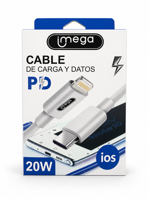 Imega Cable USB-C a Lightning PD 20W para iPhone y iPad
