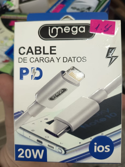 Imega Cable USB-C a Lightning PD 20W para iPhone y iPad