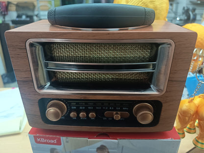 Radio Vintage KBroad Estilo Madera — AM/FM Bluetooth Retro Decorativo