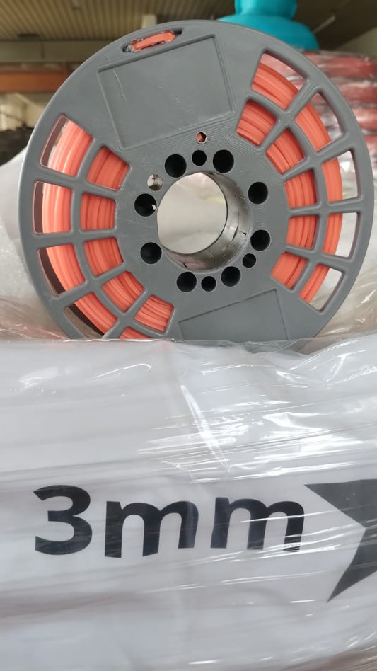 Bobina de tanza de 3 mm y 100 metros, color naranja